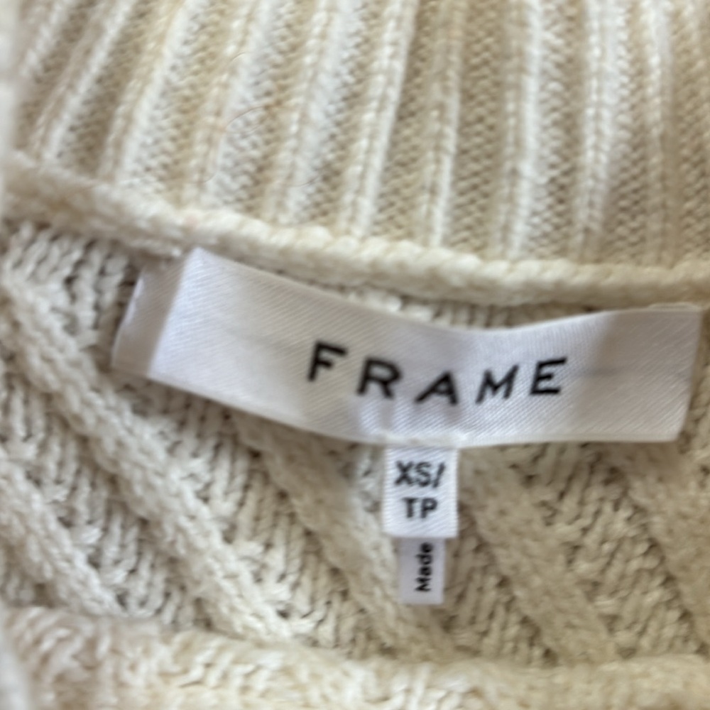 Frame off white fringed long sleeve sweater. - Picture 2 of 10